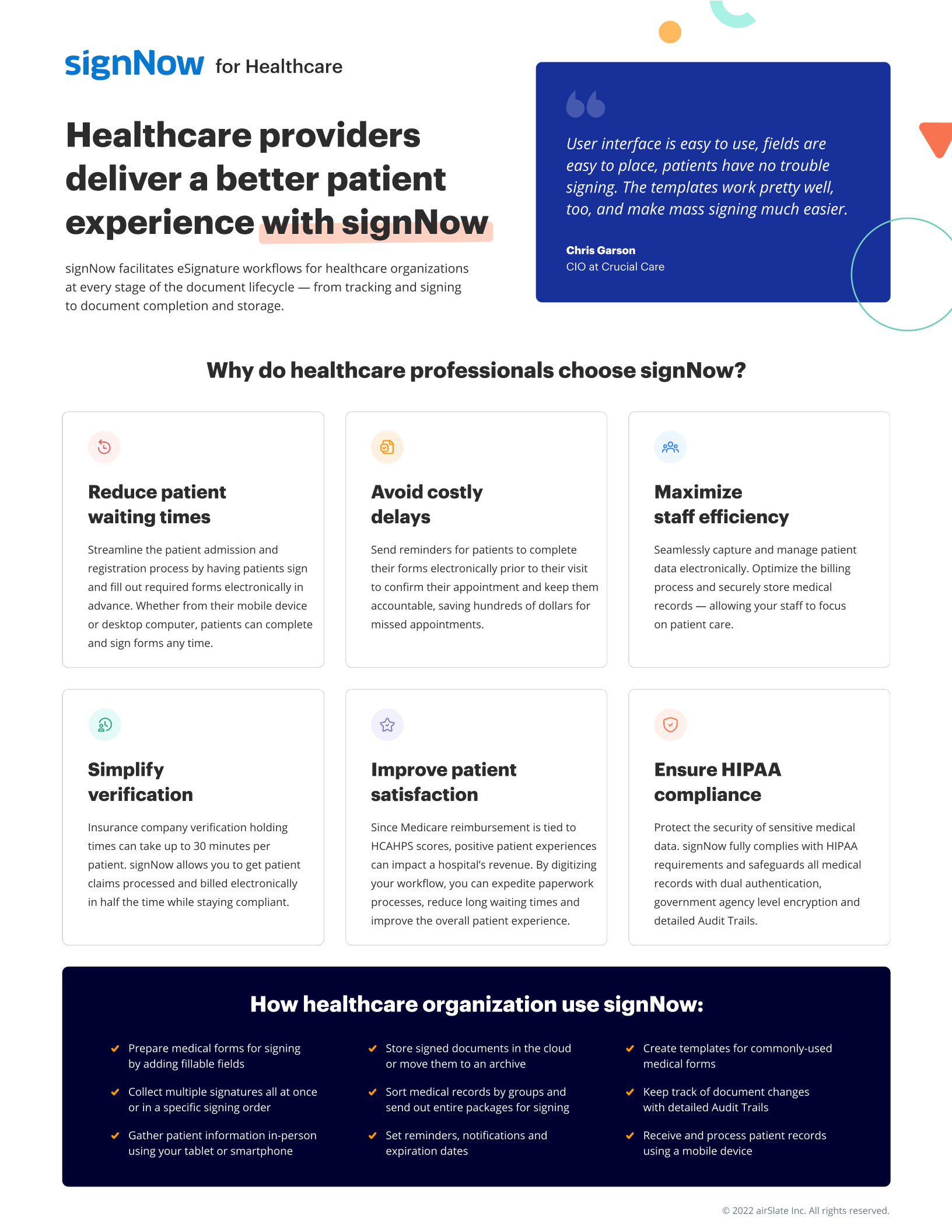 signNow for Healthcare: Solution overview